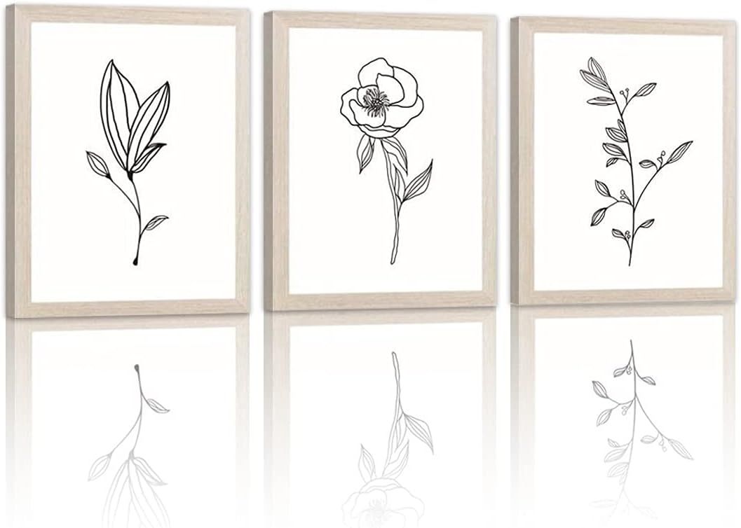 CHDITB Abstract Flowers Art Print Minimalist Line Rose Painting, Set of 3 ＜8x10 inch＞Canvas M... | Amazon (US)
