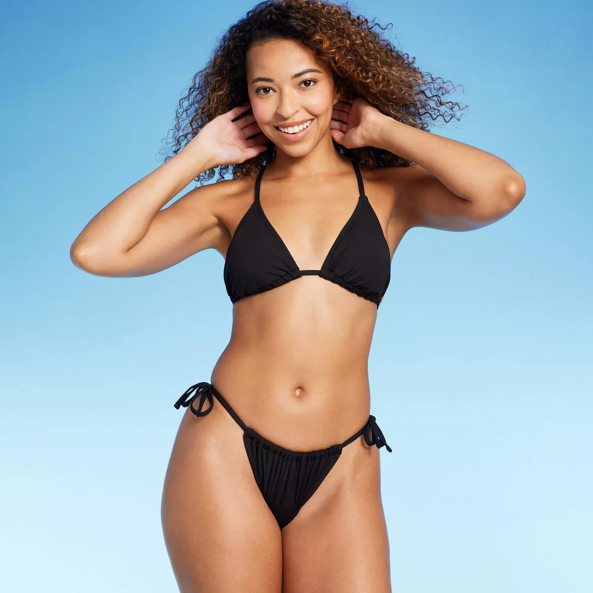 Women's Ribbed High Leg Side-Tie Bikini Bottom - Shade & Shore™ | Target