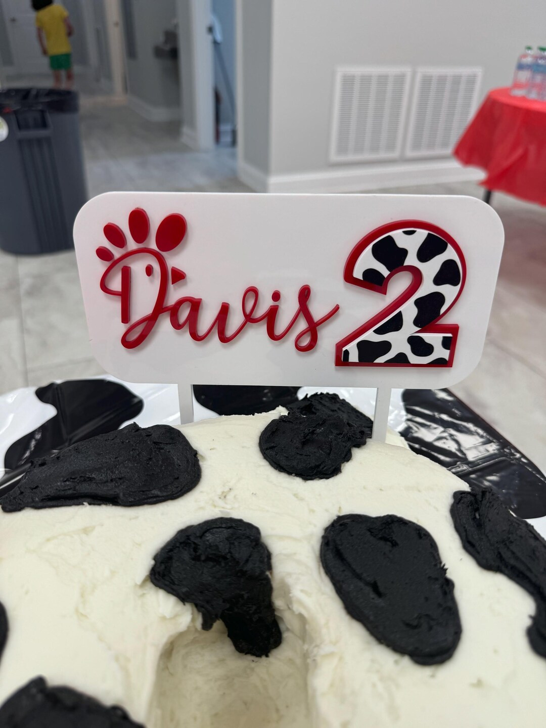 Chick-fil-a Inspired Cake Topper Custom Birthday Cow Print - Etsy | Etsy (US)