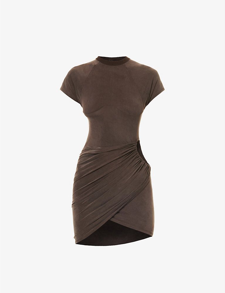 Cut-out round-neck stretch-woven mini dress | Selfridges