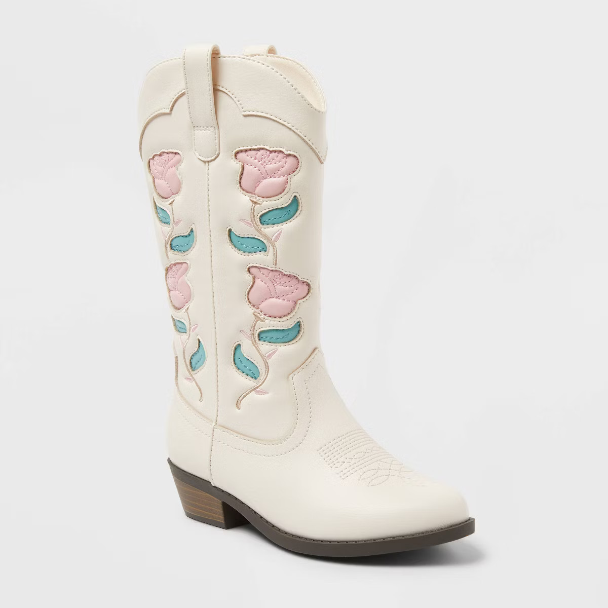 Kids' Emberly Embroidered Western Boots - art class™ Ivory | Target