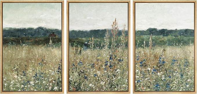 SIGNWIN Framed Canvas Print Wall Art Set Pastoral Fields Rustic Wildflower Countryside Floral Lan... | Amazon (US)