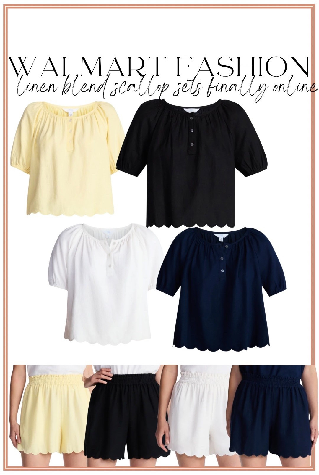 It’s FINALLY here and I’m not exaggerating when I say this one will go FAST 🤍 this scallop detail linen blend set just hit on Walmart after over a month of waiting and it is even better in person!!

The quality, the soft linen blend, the scalloped trim, the relaxed fit… it’s giving full on Anthropologie vibes without the price tag 🙌🏼 and the fact that it’s now available in FOUR colors and fully stocked (for now 👀) makes it an instant add to cart.

This is one of those effortless throw-on sets you’ll wear on repeat all spring and summer—whether it’s errands, vacation, or everyday mom life. Trust me, this will not stay in stock long.

Run don’t walk on Walmart 🛒

#walmartfashion #walmartfinds #walmartstyle #affordablefashion #linenstyle #matchingset #springstyle #summerstyle #momstyle #everydaystyle #neutralstyle #scallopdetail #lookforless #anthrovibes #casualchic #walmartnewarrivals

#LTKootd #LTKPetite