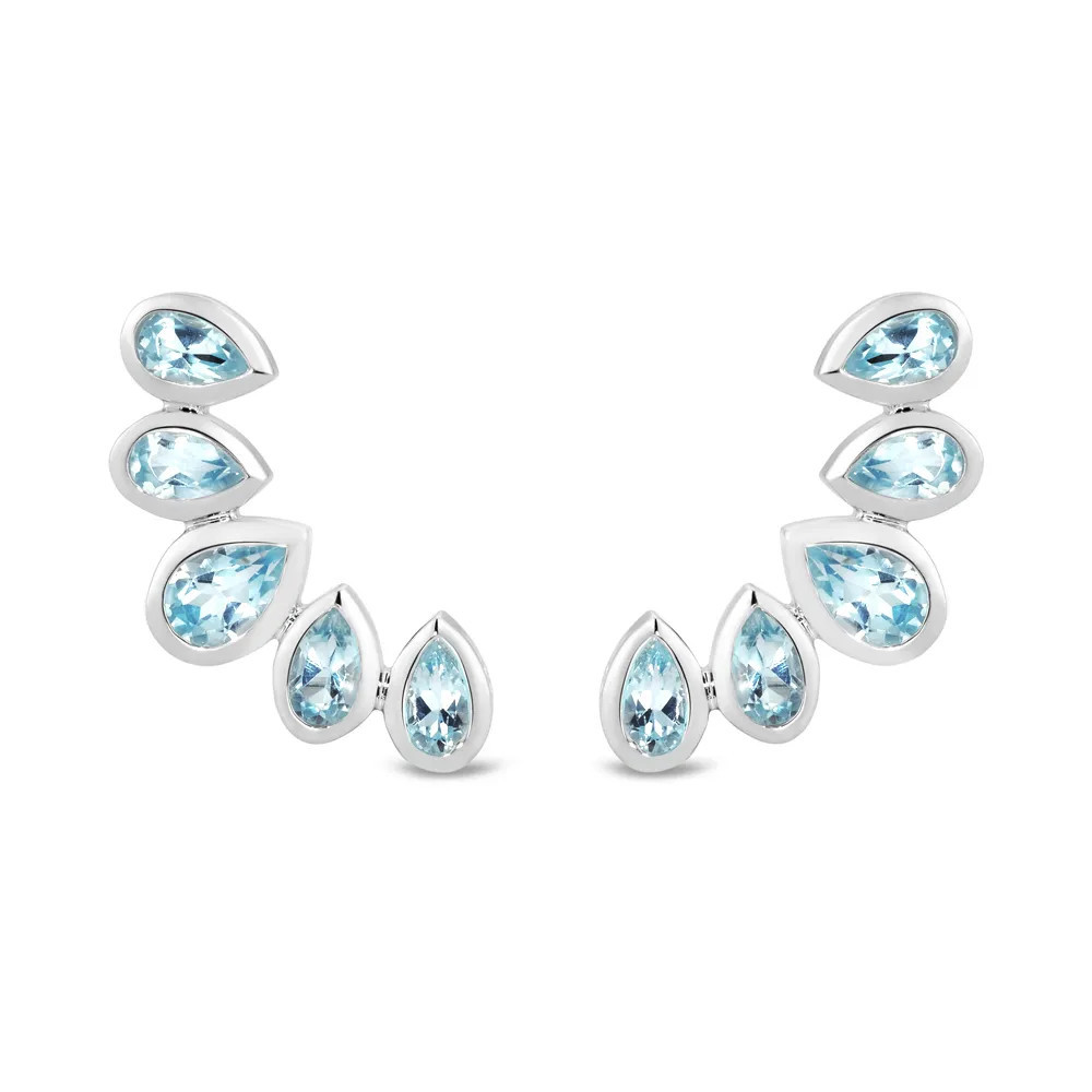 Brinco Ear Cuff Life Skyline Prata Topázio Azul | Vivara (BR)