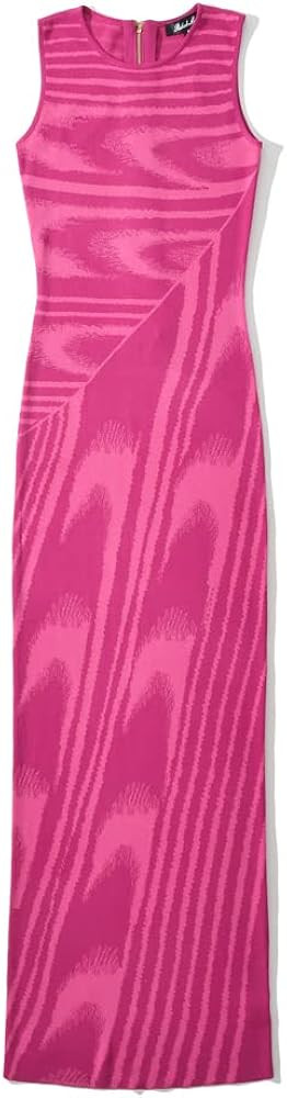 efvandoloe Summer Chic Abstract Knitted Long Dress Women Crew Neck Sleeveless Stretchable Slim Ma... | Amazon (US)