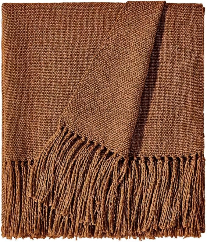 Brown Throw Blanket for Couch, Boho Throw Blanket with Fringe Tassel, Lightweight Fall Throw Blan... | Amazon (US)
