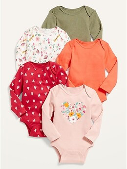 Unisex 5-Pack Long-Sleeve Bodysuit for Baby | Old Navy (US)