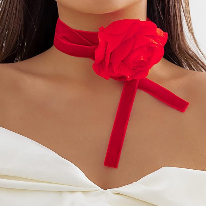 Asphire Artificial Flower Choker Necklace Long Wrap Velvet Necklace Vintage Large Flower Collar T... | Amazon (US)