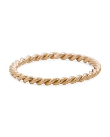 Made In Spain 14kt Gold Petite Rope Design Ring | TJ Maxx