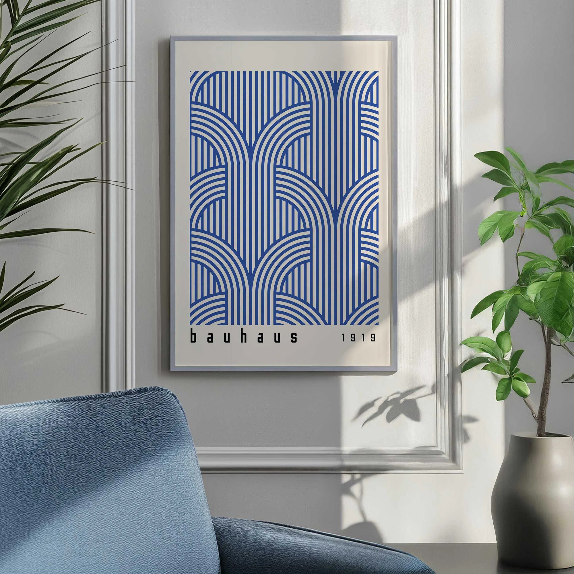 Bauhaus Abstract Arches in Blue Print | Wayfair North America