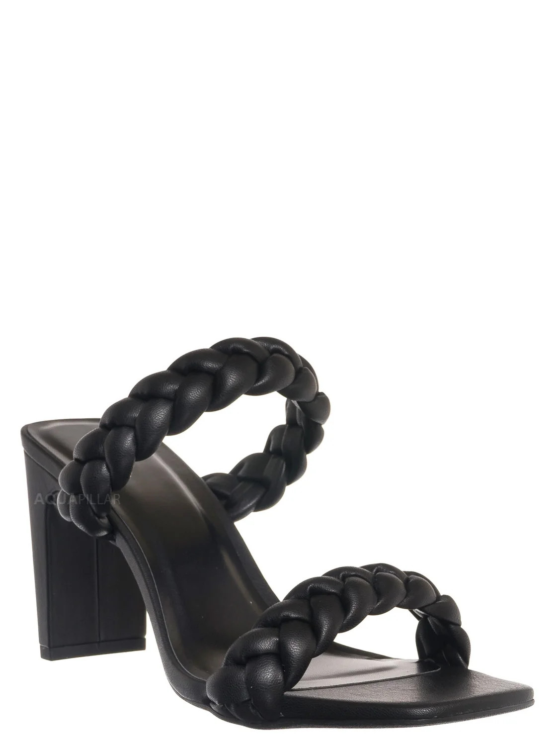 Block Heel Braided Sandal, Women Woven Slide Mule | Walmart (US)