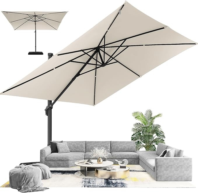 HOTIME10x10ft Patio Umbrella Outdoor Cantilever Umbrella, Aluminum Offset & 5-Position Height Des... | Amazon (US)