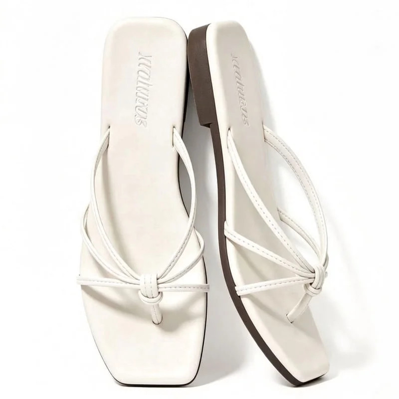 BERANMEY Flat Strappy Sandals for Women Comfortable Dressy Slip-On Summer Flip Flops Sandals with... | Walmart (US)