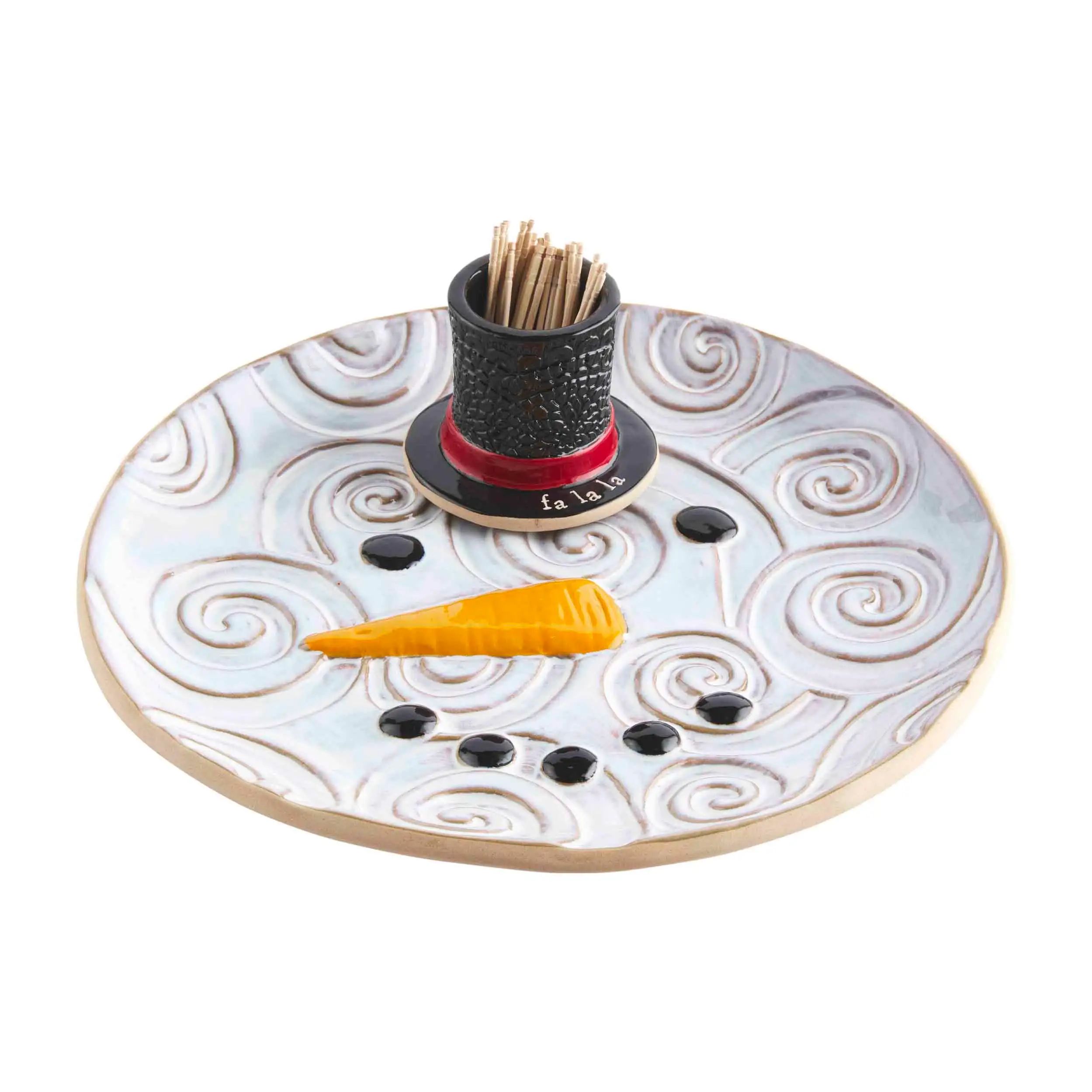 Snowman swirl plate toothpick set | Mud Pie (US)