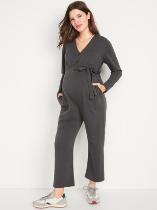 Maternity French Terry Utility Jumpsuit | Old Navy (CA)
