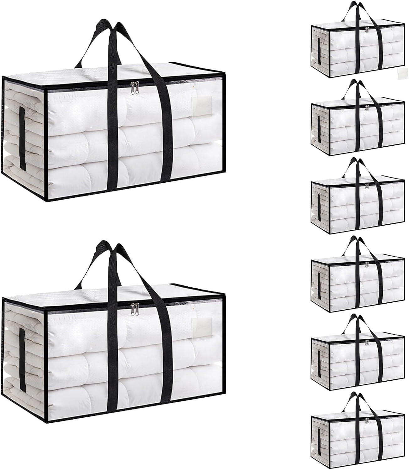 8 Pack-Extra Large Heavy Duty Moving Bags - Waterproof Storage Totes with Handles & Zippers, Fold... | Amazon (US)