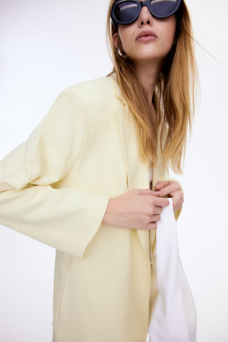 Single-breasted blazer - Pale yellow - Ladies | H&M GB | H&M (UK, MY, IN, SG, PH, TW, HK)
