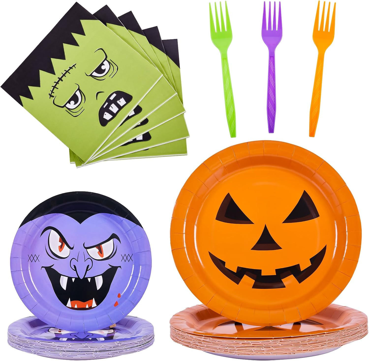 96 Pcs Halloween Paper Plates and Napkins Set | Amazon (US)