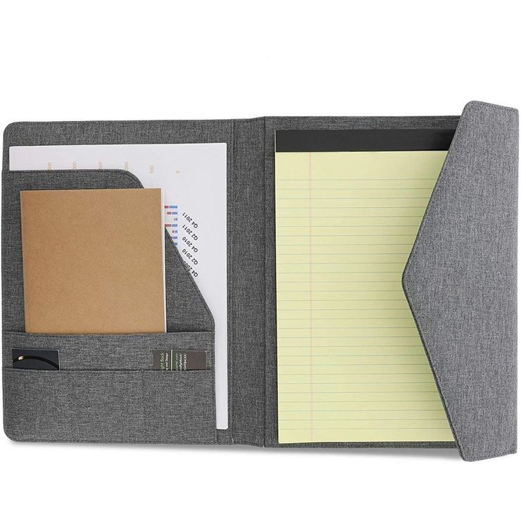 Paper Junkie Grey Business, Trifold Portfolio Folder, Legal Pad Holder with Pockets for Pen, File... | Target
