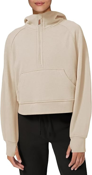 LASLULU Womens Fleece Hoodies Pullover 1/2 Zip Up Sweatshirts Long Sleeve Sweater Workout Jacket ... | Amazon (US)