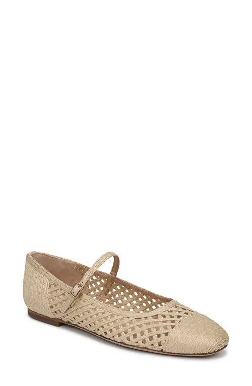 Veronica Beard Ellie Raffia Mary Jane Flat in Natural at Nordstrom, Size 8 | Nordstrom