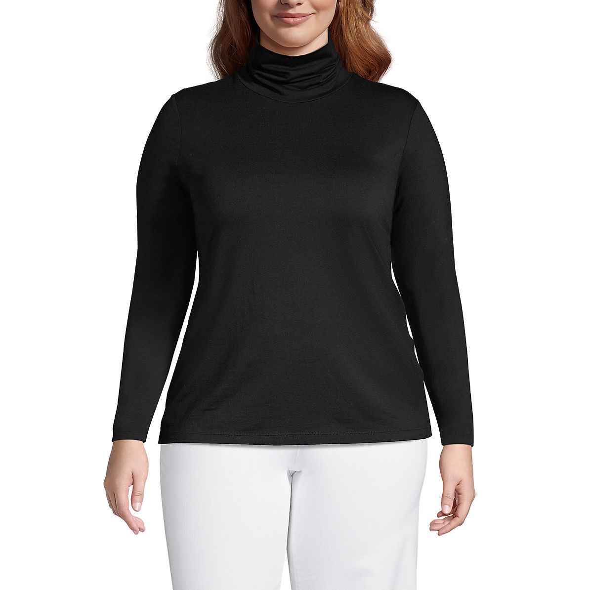 Women's Plus Size Lightweight Jersey Skimming Long Sleeve Turtleneck | Lands' End (US)