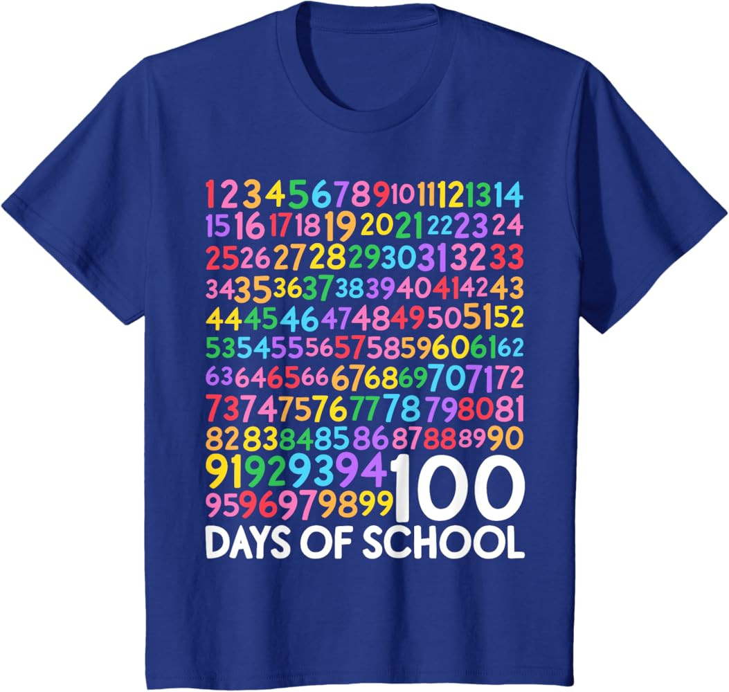100th Day of School Teacher Kids 100 Days Math Numbers T-Shirt | Amazon (US)