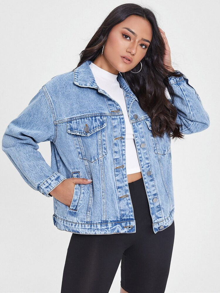 Ripped Flap Detail Denim Jacket | SHEIN