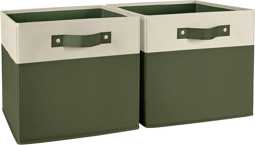RiverRidge Kids storage bins - 10.5 Cube Storage Organizer with Handles – Olive Two-Tone closet... | Amazon (US)