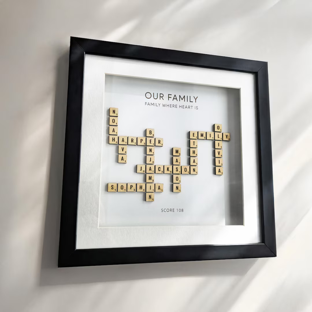 Personalised Scrabble Family Name Frame, Custom Wooden Tile Art, Grandparents Christmas Gift, Fam... | Etsy (US)