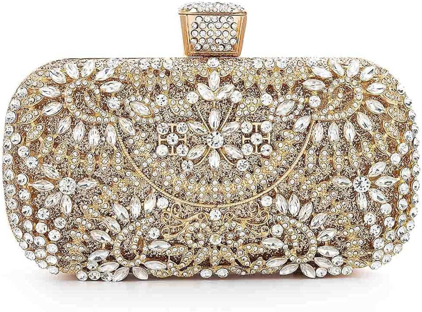 Yokawe Womens Crystal Evening Clutch Bag Bridal Wedding Purse Rhinestone Party Prom Handbag | Amazon (US)