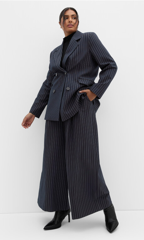 Karla Pinstripe Blazer - navy | City Chic AU