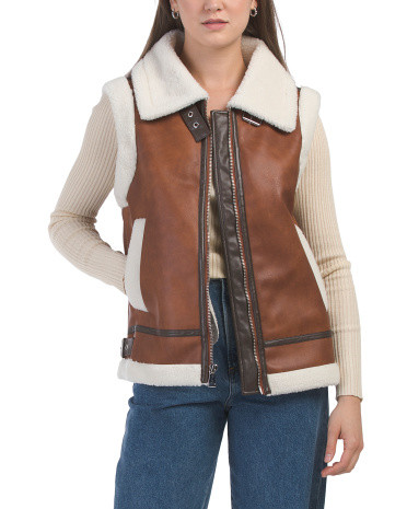Faux Shearling Short Vest for Women | Polyester | Marshalls