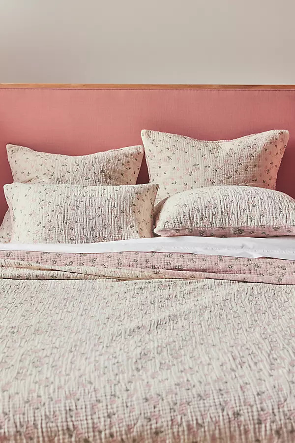 Floral Field Cotton Floral Jacquard Coverlet | Anthropologie (US)