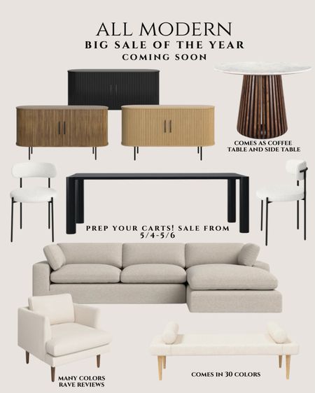 Get your carts ready! @AllModern Big Sale of the Year is happening 5/4 - 5/6 and it will be so good. Up to 70% of plus fast and free shipping


Modern furniture. Modern sideboard. Modern sectional. Modern dining table black . Modern dining chairs white. White accent chair modern. 

#allmodernpartner #modernmadesimple 

#LTKhome #LTKsalealert