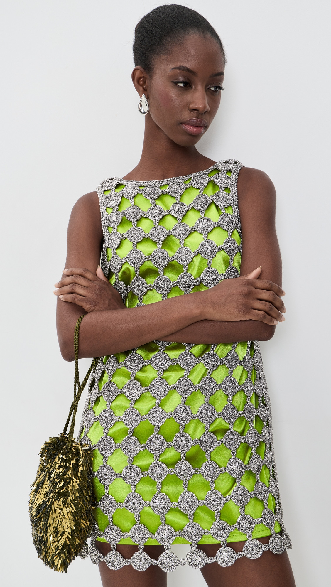 SIMONMILLER Sina Crochet Mini Dress Moss/Satellite Silver M | Shopbop