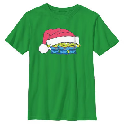 Boys Toy Story Christmas Aliens Santa Hat T Shirt - Irish Green - Medium | Target