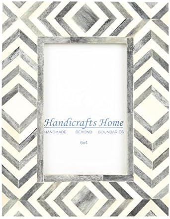 Handicrafts Home 4x6 Photo Frame Grey White Bone Mosaic Moroccan Picture Frames | Amazon (US)