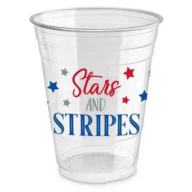 Way to Celebrate 4th of July Plastic Cups 16 oz Red, White and Blue Stars, 6 Ct. | Walmart (US)