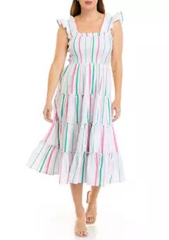 Crown & Ivy™ Women's Sleeveless Yarn Dyed Smock Dress | Belk
