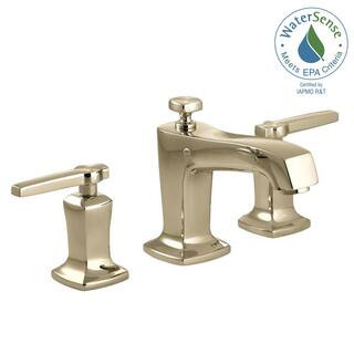 Margaux 8 in. Widespread 2-Handle Low-Arc Bathroom Faucet with Lever Handles in Vibrant French Go... | The Home Depot