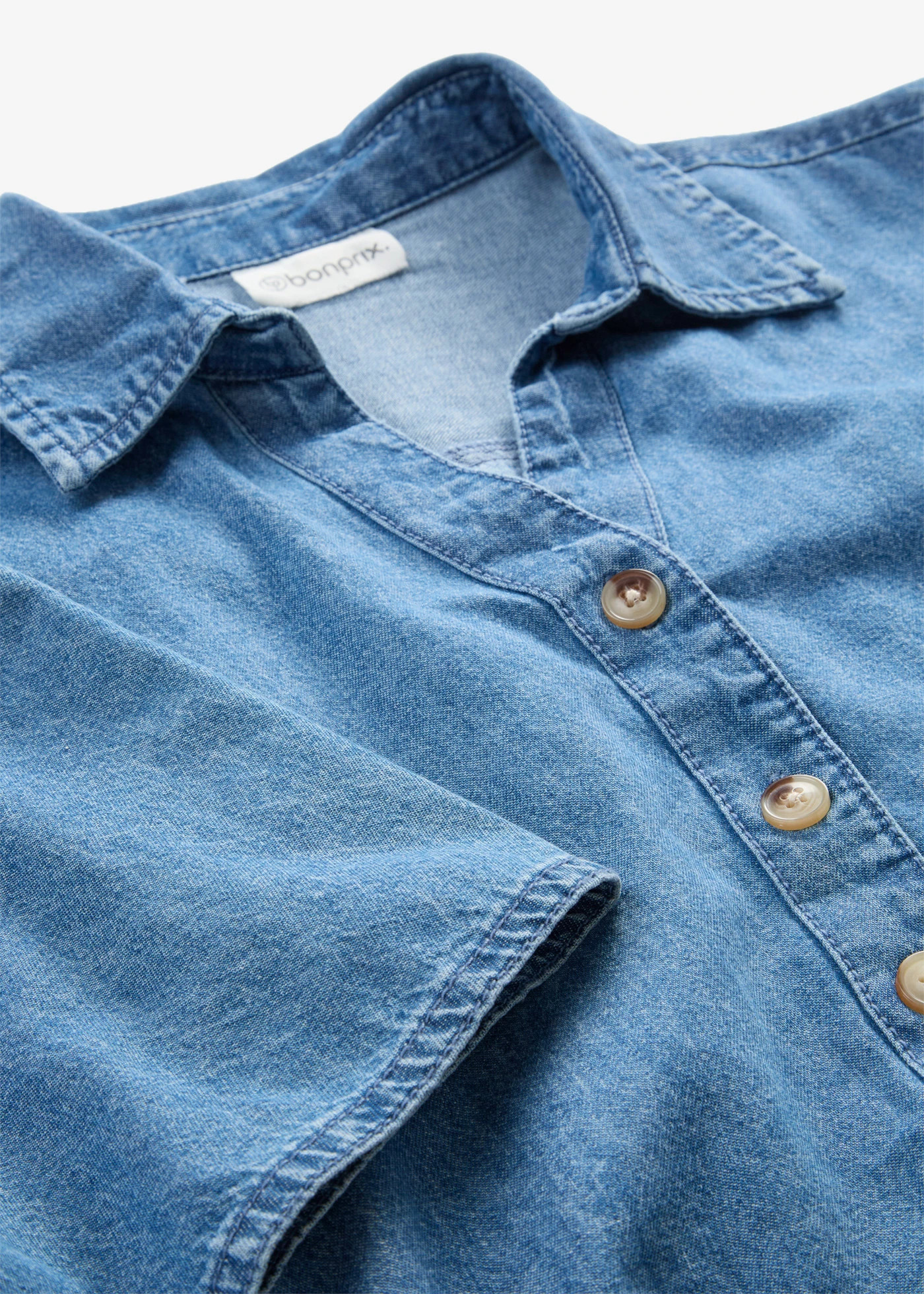 Denim tuniekblouse van biologisch katoen lichtblauw denim | Bonprix NL