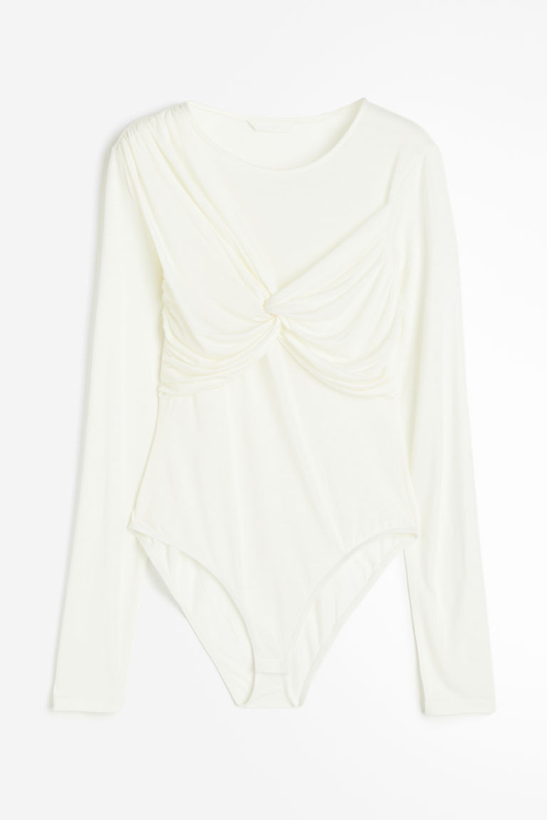 H & M - Drapierter Jerseybody - Weiß - Damen | H&M (DE, AT, CH, NL, FI)