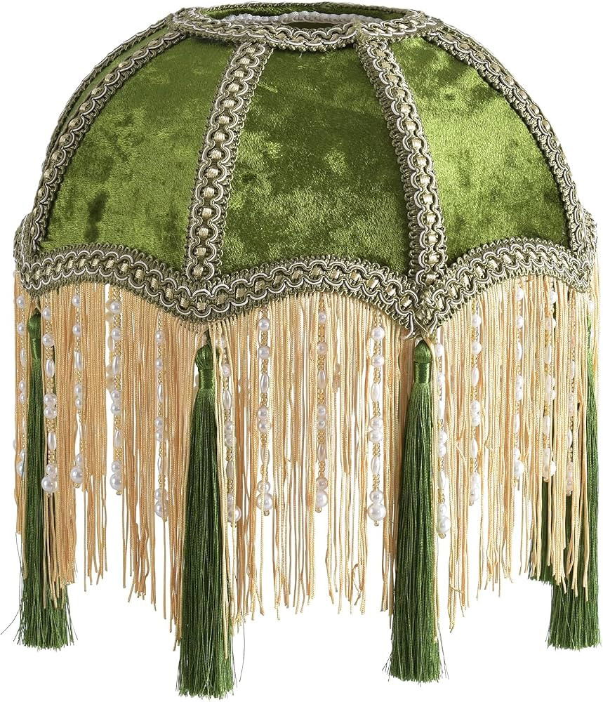 xiaojuande-Lampshade with tassels, Premium Classic Victorian, Style Bell Shape Scallop velvet top... | Amazon (US)