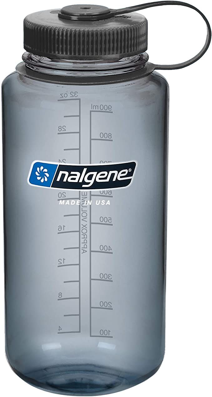 Nalgene BPA Free Tritan Wide Mouth Water Bottle, 32 Oz, Gray with Black Lid | Amazon (US)