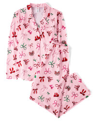 Womens Mommy And Me Holiday Bow Pajamas - pink | The Children's Place