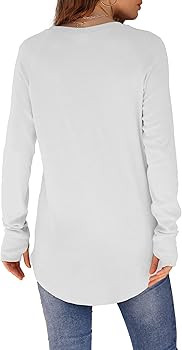 XIEERDUO Womens Tunic Tops to Wear with Leggings Long Sleeve Thumb Hole Shirts Crew Neck Curved H... | Amazon (US)