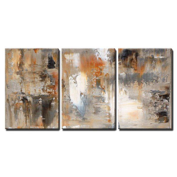 wall26 - Brown and Beige Painting - Canvas Art Wall Decor - 24"x36"x3 Panels | Walmart (US)