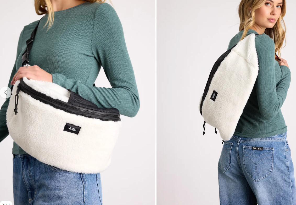 on sale for $33 with code WINTER. Arrives before Christmas!

Detached Marshmallow Shearling Sling Bag
Vans womens gift idea vans gifts sling bag sherpa bum bag sporty bag on the go 

 