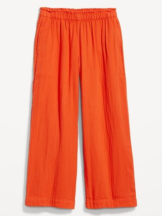 High-Waisted Crinkle Gauze Pull-On Ankle Pants | Old Navy (US)